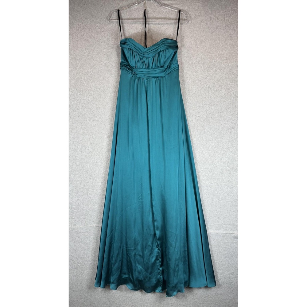 Vineyard Collection Dress Womens 6 Teal Blue Formal Strapless Maxi Gown Evening